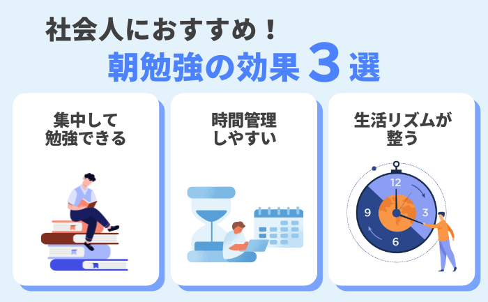 社会人におすすめの朝勉強の効果3選：集中力向上、時間管理のしやすさ、生活リズムの改善