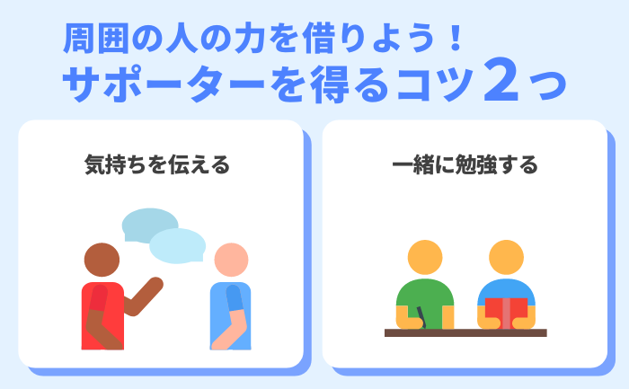 家族や友達など周囲の人の力を借りよう